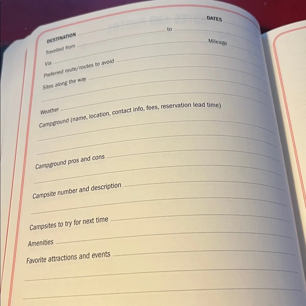 Camper Log book. Record your adventures